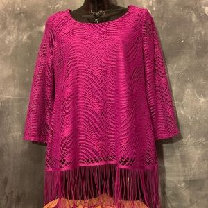 Melissa Paige Berry Laced Top with Fringes